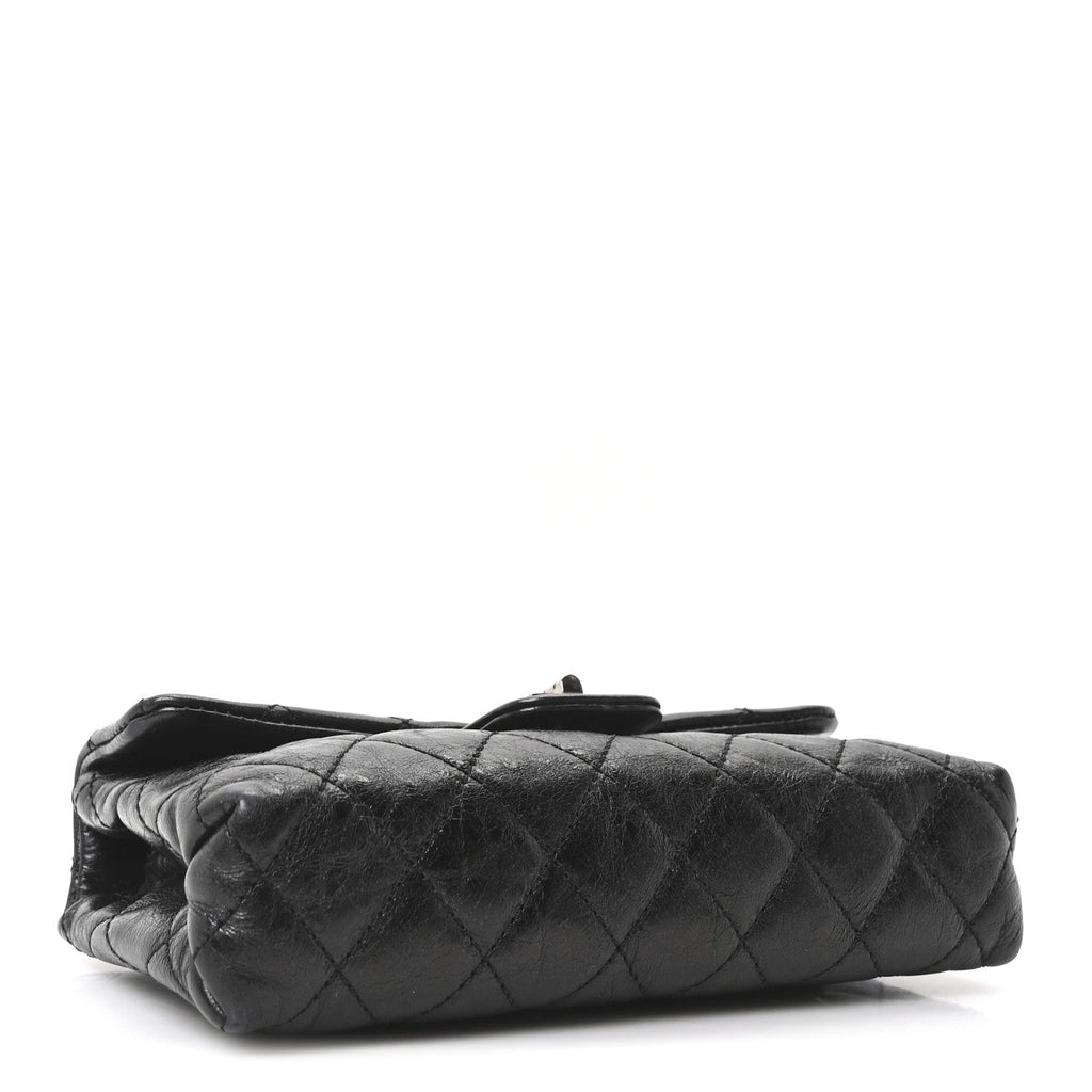 Chanel Glazed Calfskin Quilted 2.55 Reissue Flap Belt Bag Clutch 85 34 Black