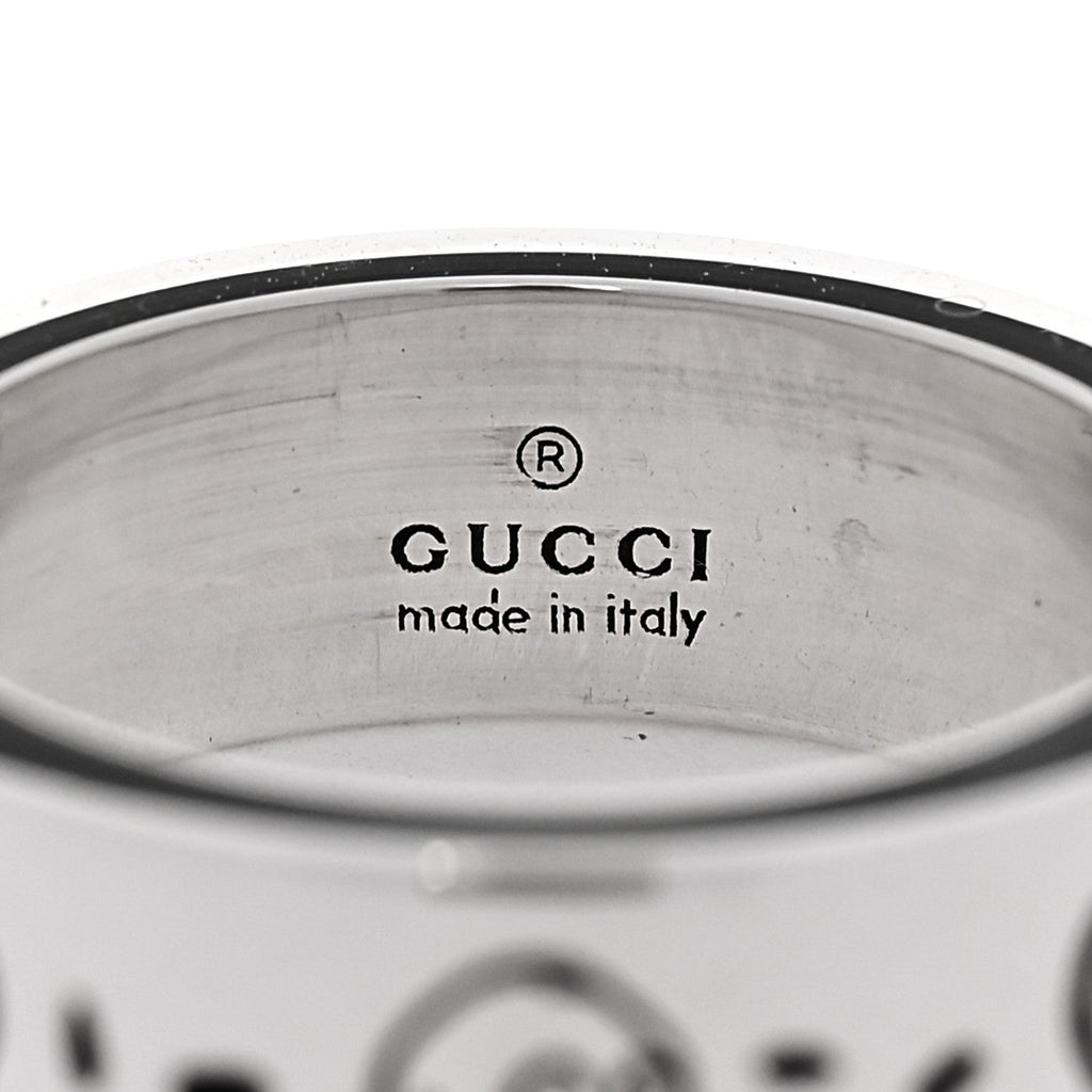 Gucci Sterling Silver 6mm GucciGhost Hamlet Skull Ring 50 5.25