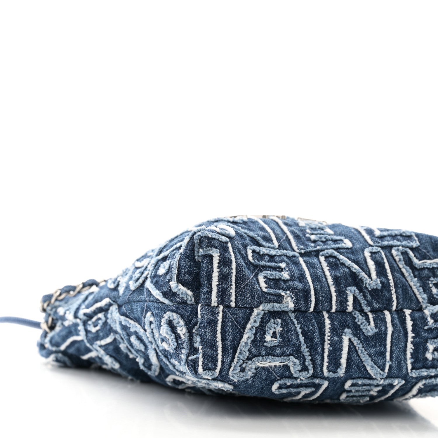 Chanel Washed Denim Logo Embroidered Mini Chanel 22 Blue