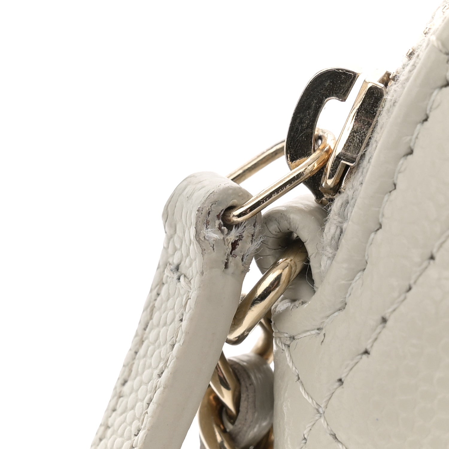 Chanel Caviar Quilted Classic Clutch With Chain Light Grey
