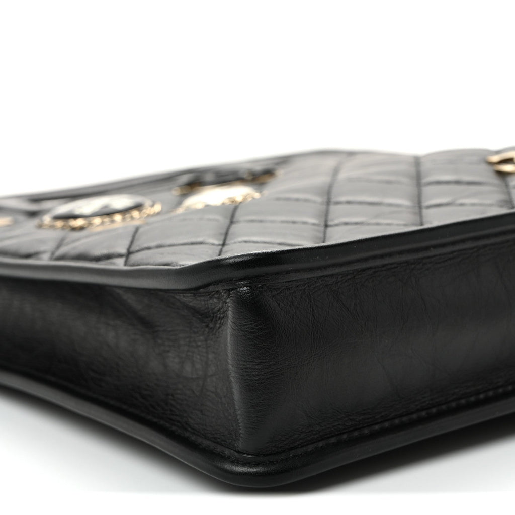 Chanel Aged Calfskin Small Charms Shopping Bag Black