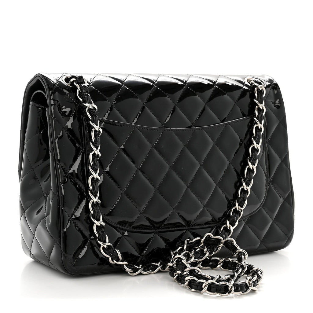 Chanel Patent Quilted Jumbo Double Flap Black