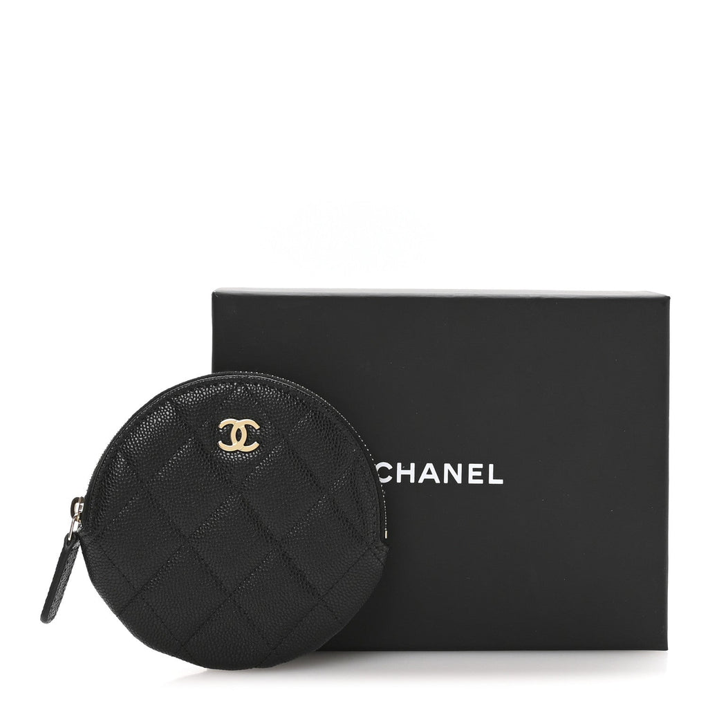 Caviar Quilted Zip Around Classic Coin Purse Black