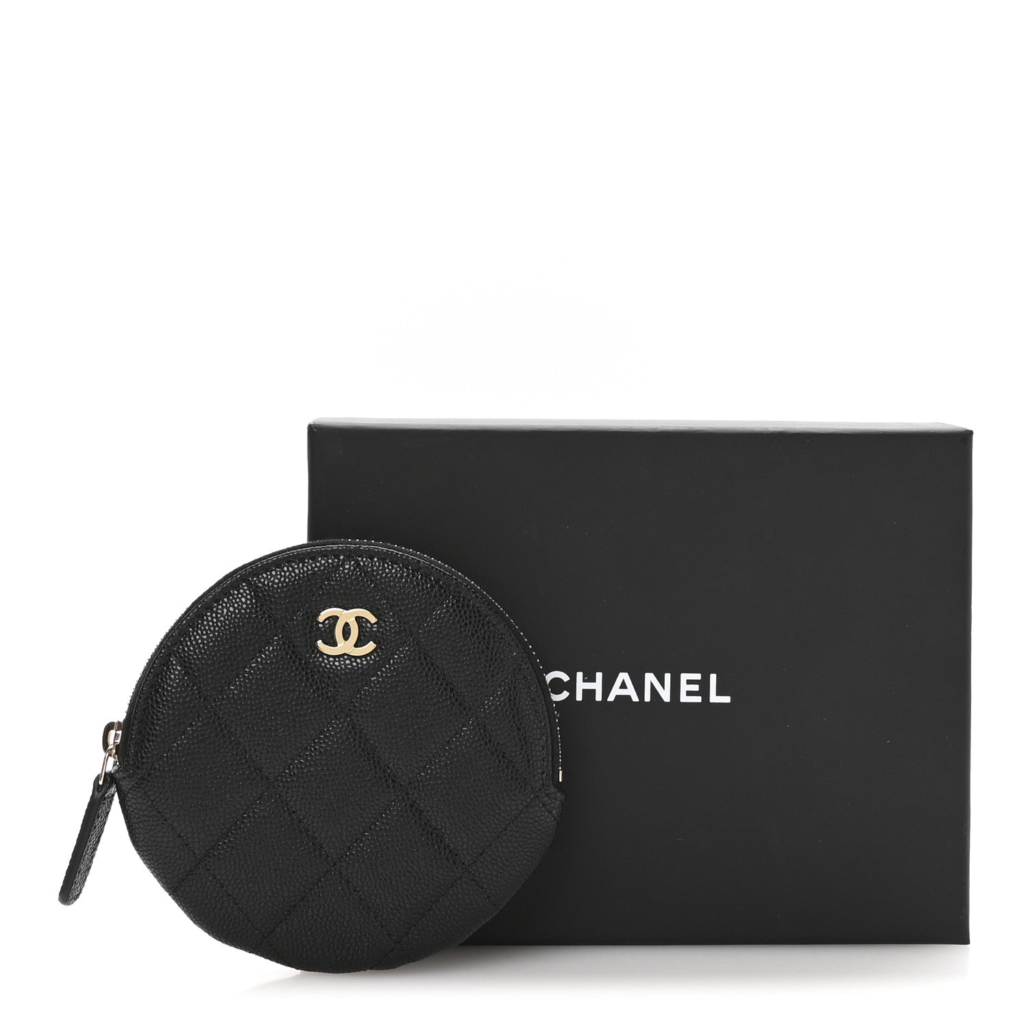 Caviar Quilted Zip Around Classic Coin Purse Black