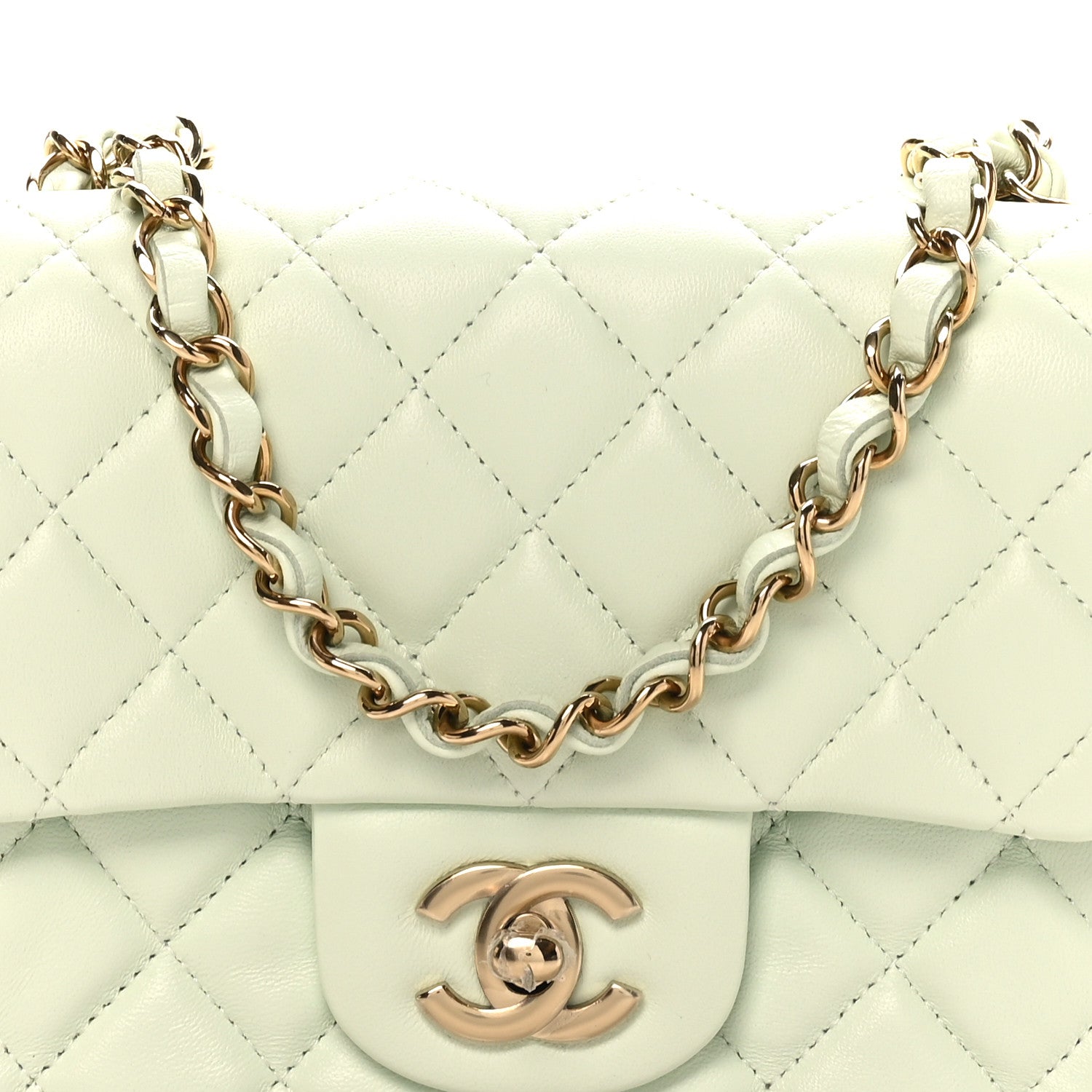 Chanel Lambskin Quilted Mini Square Flap Light Green