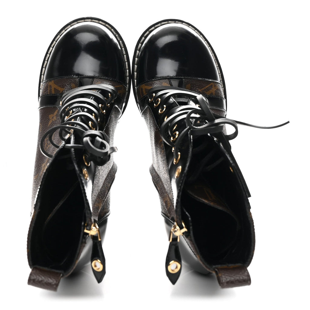 Louis Vuitton Patent Calfskin Monogram Star Trail Ankle Boots 39 Black
