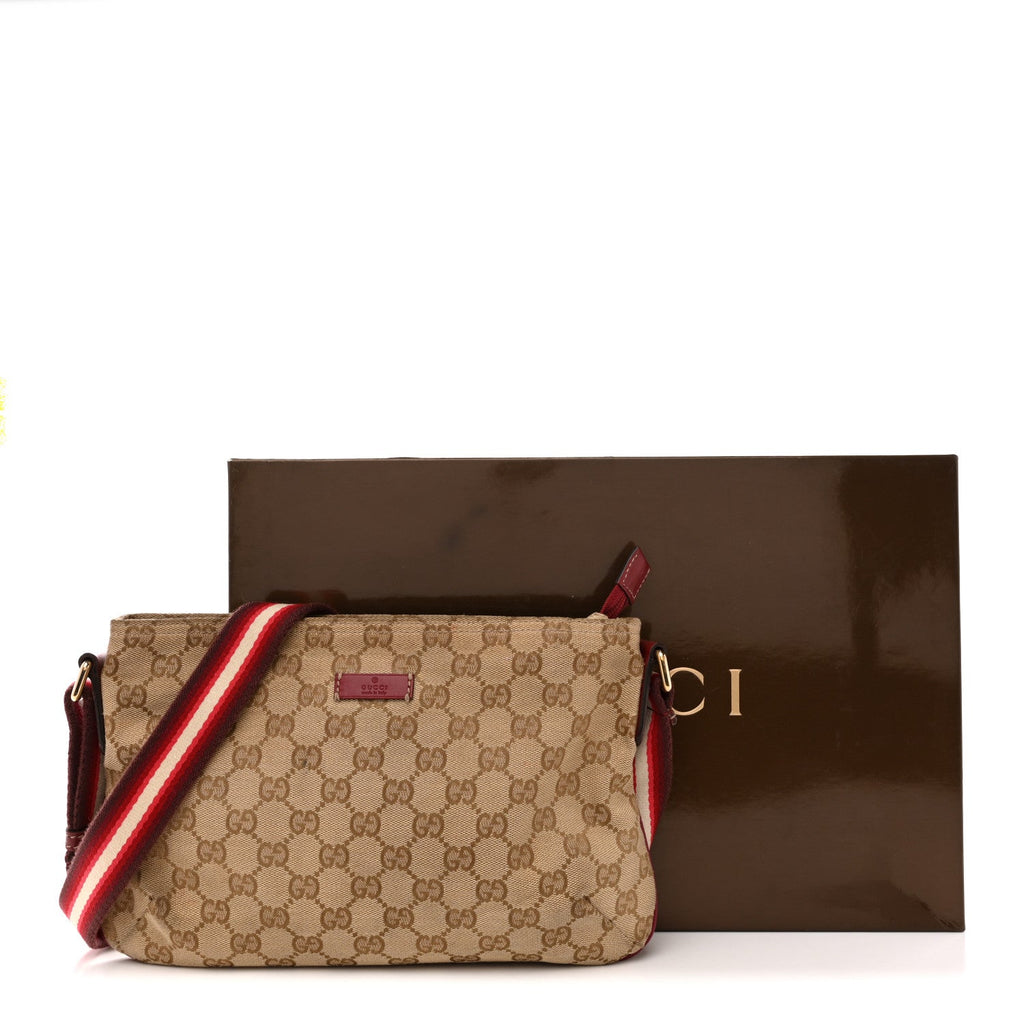 Gucci Monogram Web Small Flat Messenger Crossbody Pink Gold