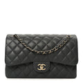 Chanel Caviar Quilted Jumbo Double Flap Dark Grey