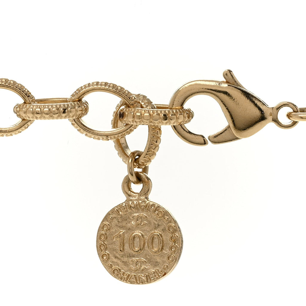 Pearl CC 100th Anniversary Necklace Light Gold