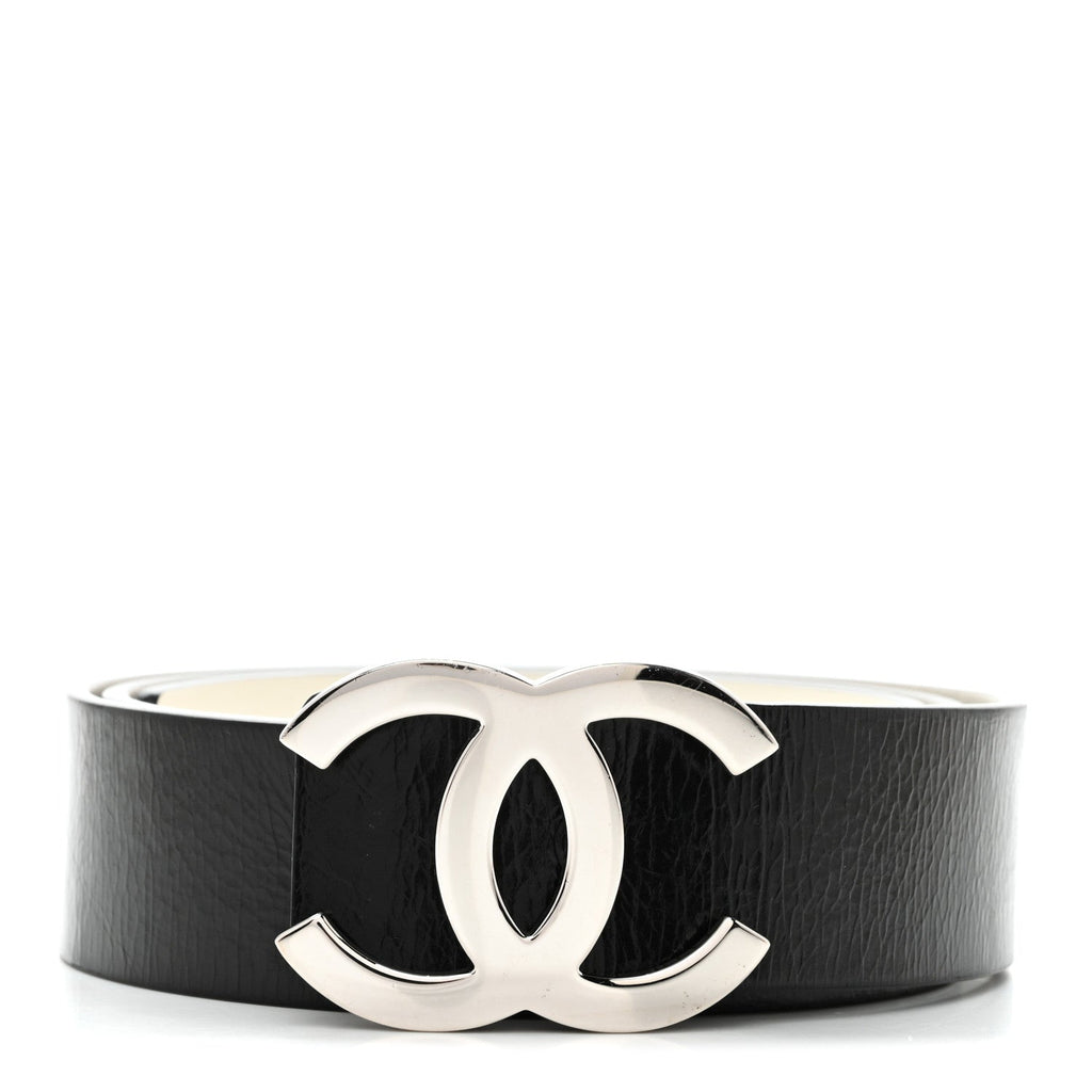 Patent Calfskin CC Reversible Belt 85 34 Black White
