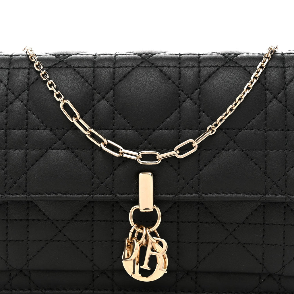Christian Dior Lambskin Cannage Chain My Dior Daily Chain Pouch Black