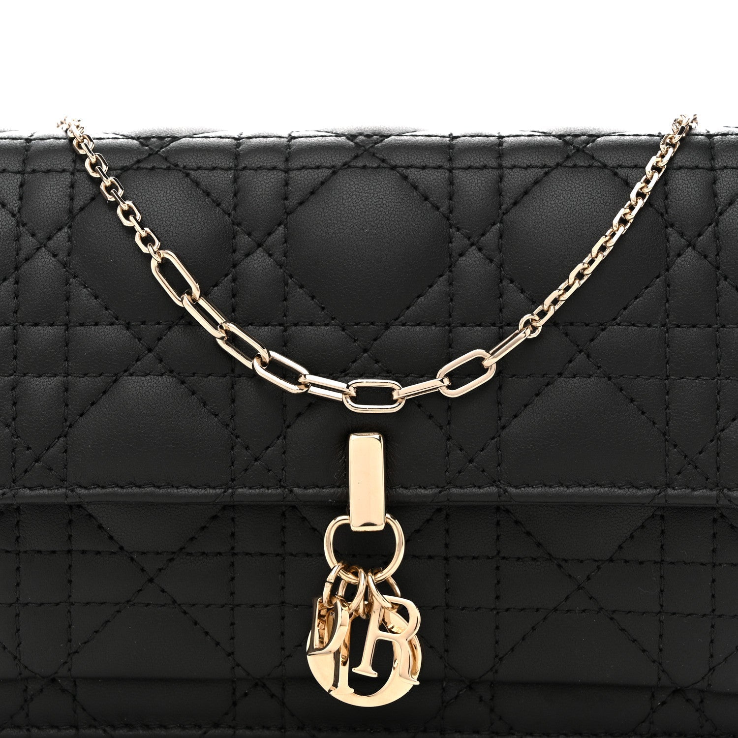 Christian Dior Lambskin Cannage Chain My Dior Daily Chain Pouch Black