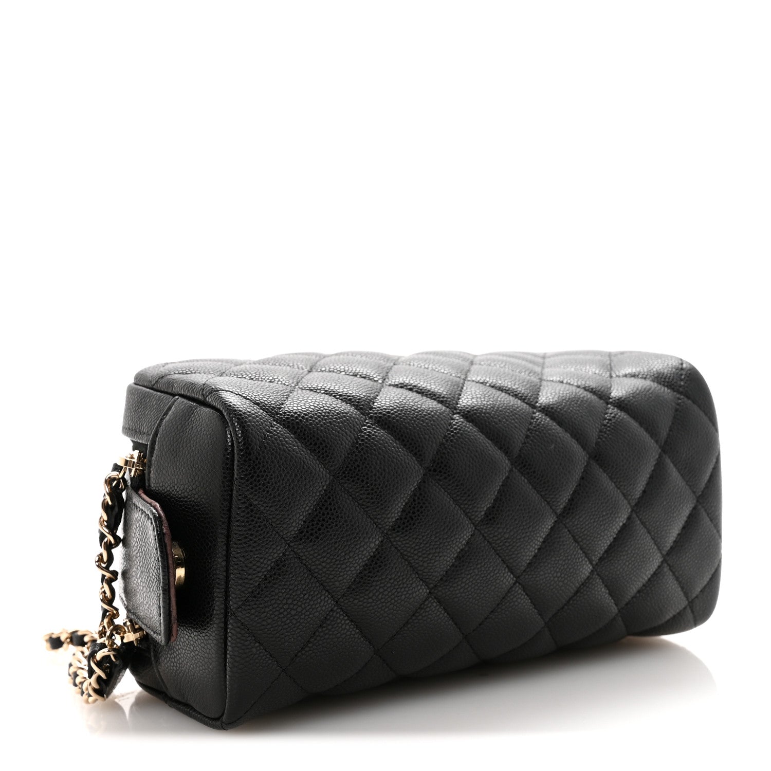 Chanel Caviar Quilted Toiletry Case With Chain Black