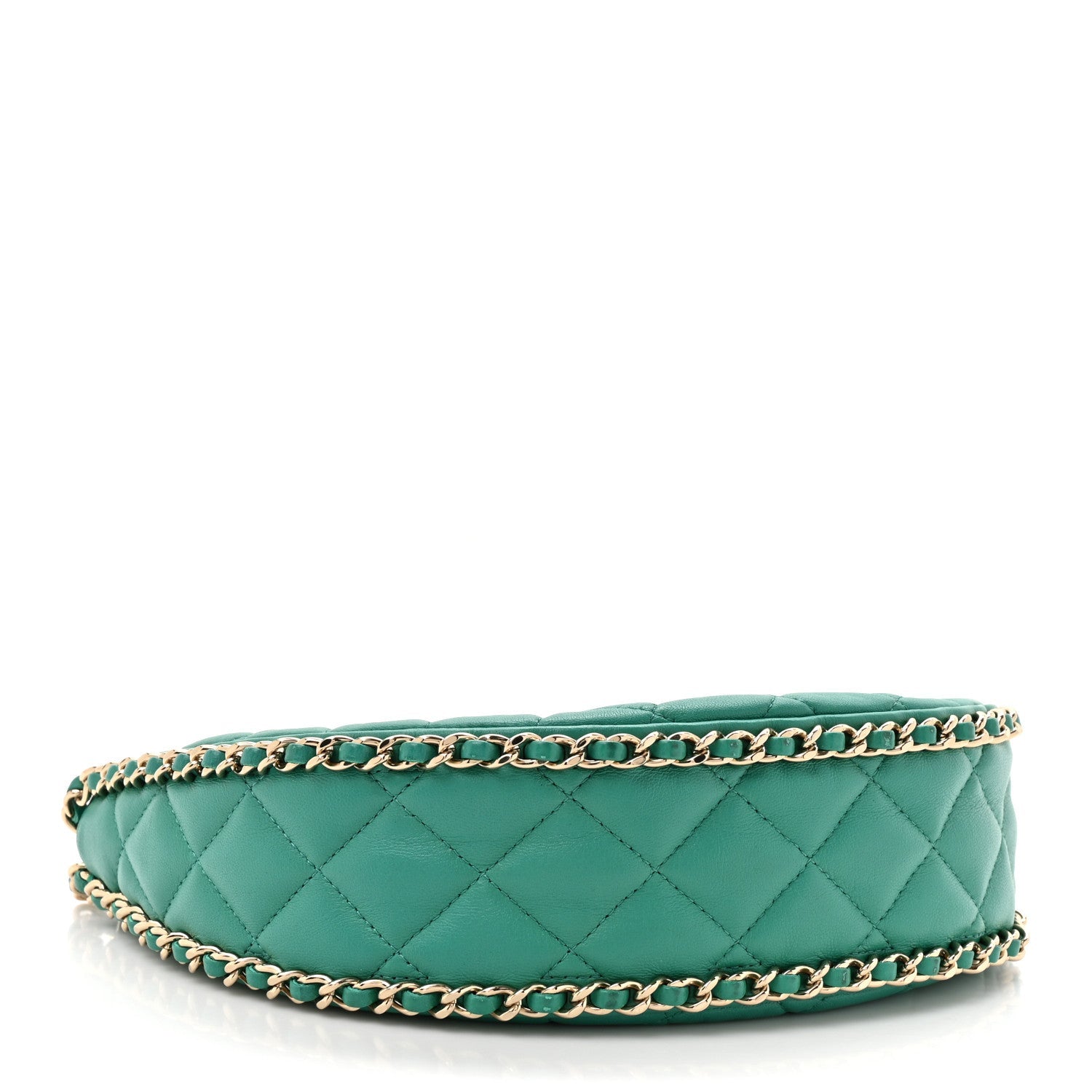 Chanel Lambskin Quilted Chain Around Hobo Green