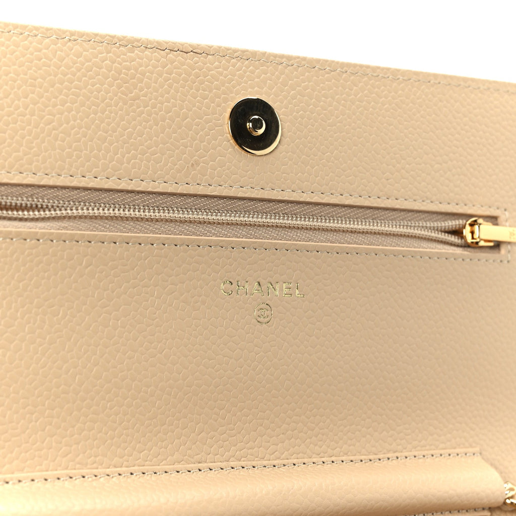 Chanel Caviar Quilted Wallet on Chain WOC Beige