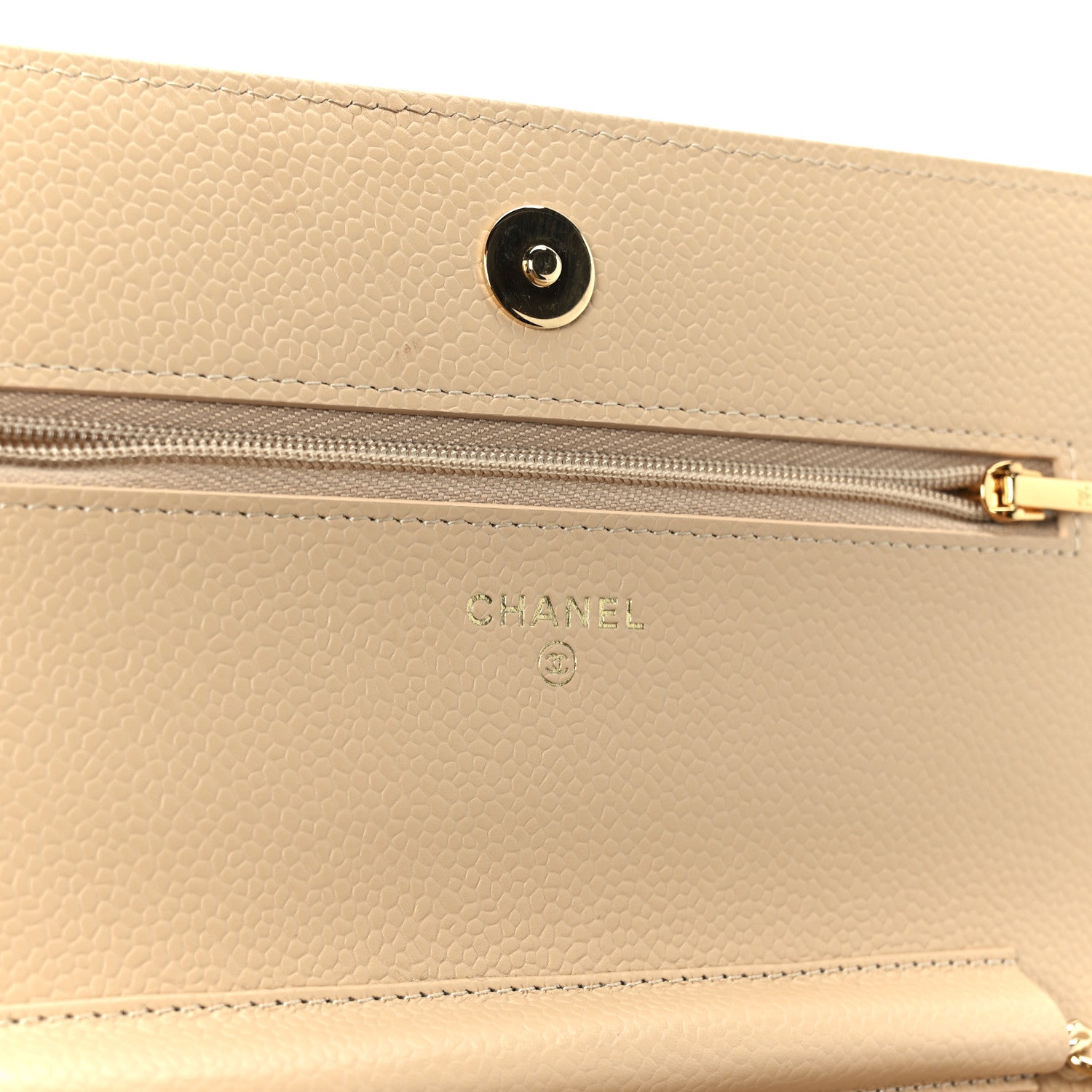 Chanel Caviar Quilted Wallet on Chain WOC Beige
