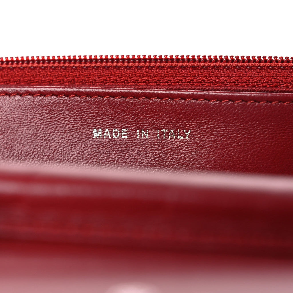 Chanel Lambskin Camellia Embossed Wallet on Chain WOC Red
