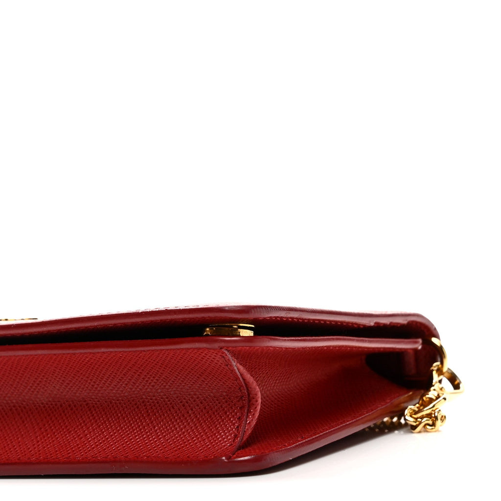 Prada Saffiano Metal Oro Mini Bag Fuoco
