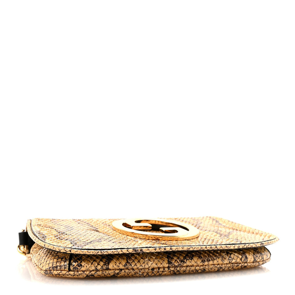 Gucci Roxy Snakeskin Blondie Chain Shoulder Flap Bag Roccia