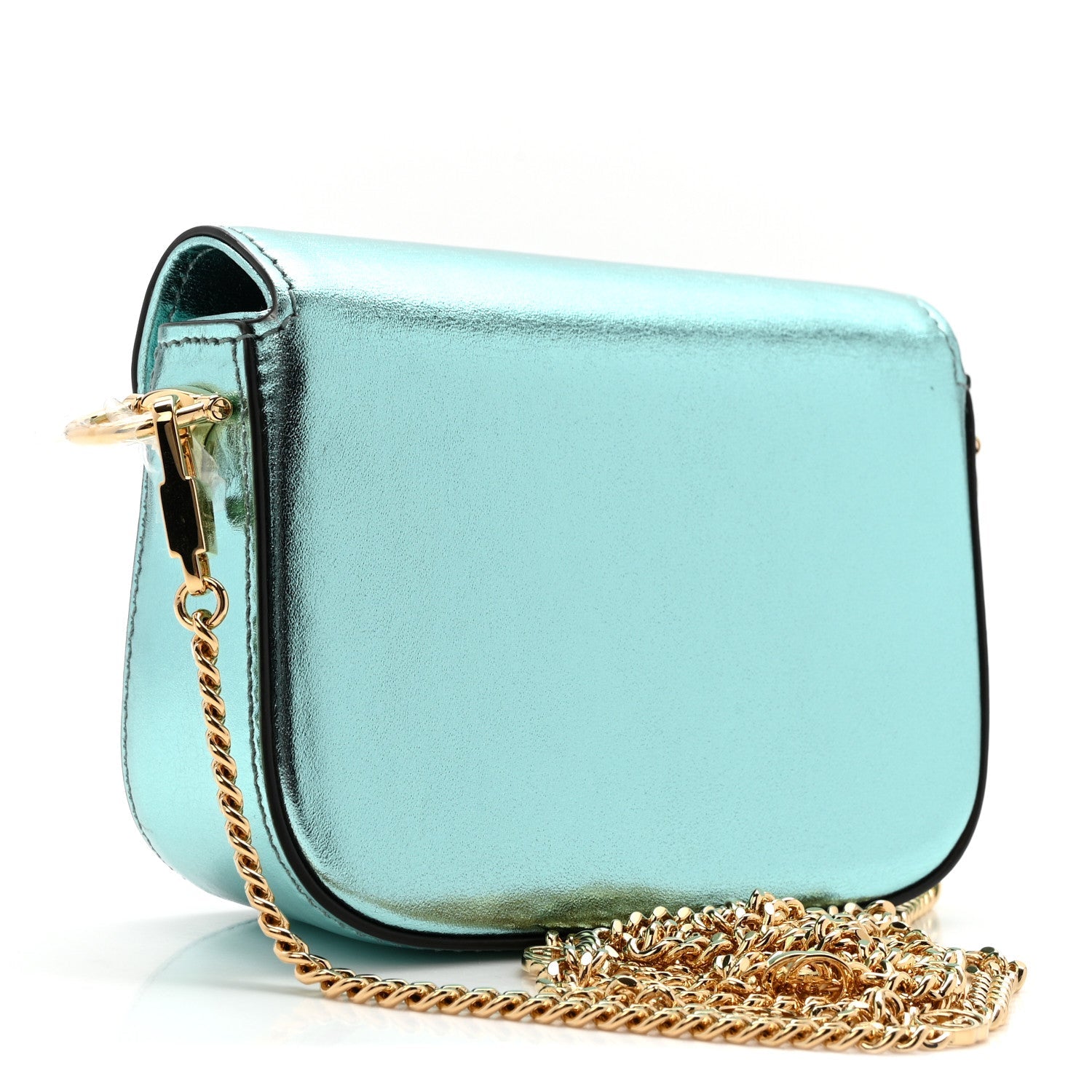 Gucci Metallic Calfskin Super Mini Horsebit 1955 Shoulder Bag Light Blue