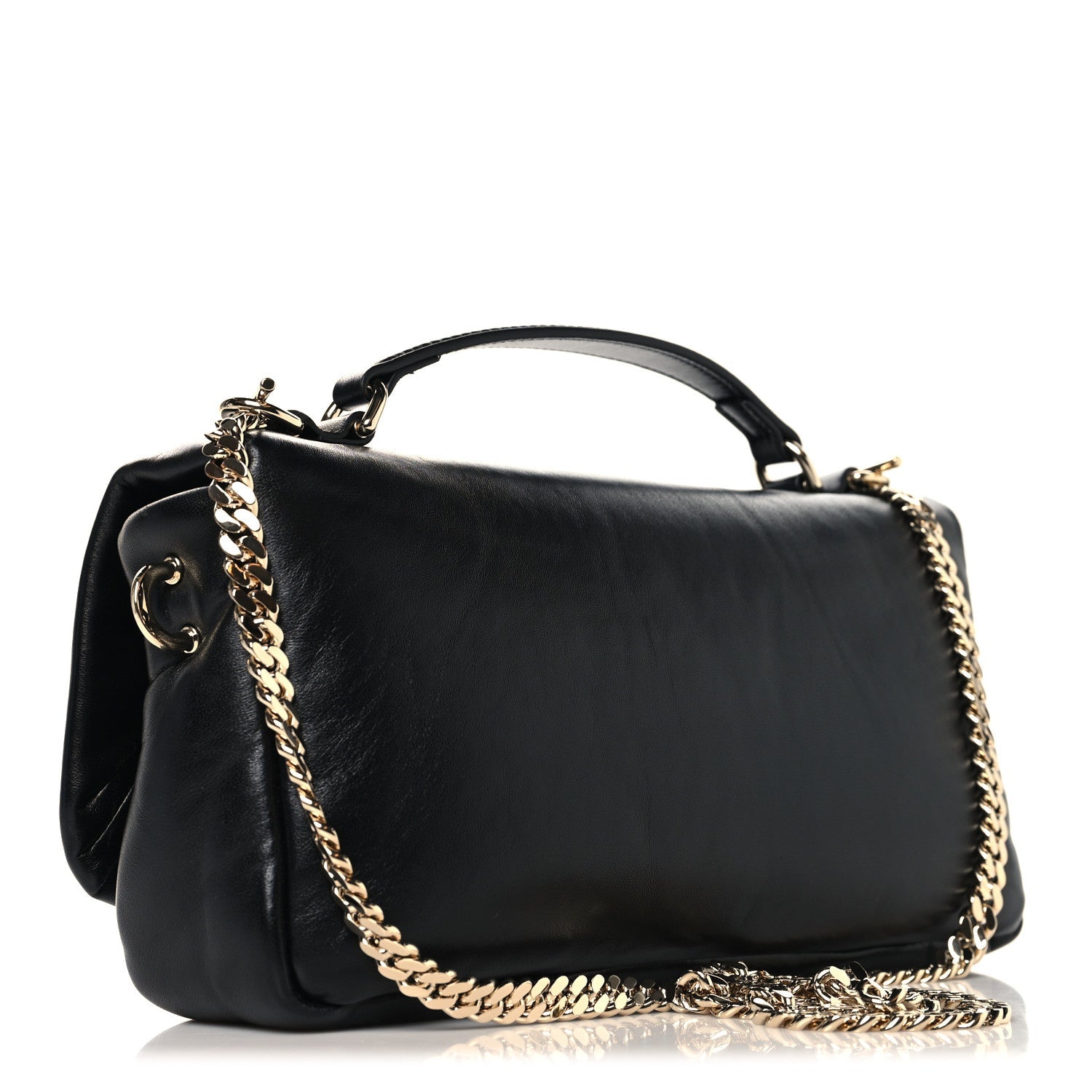 Gucci Lambskin Small GG Milano Top Handle Shoulder Bag Black