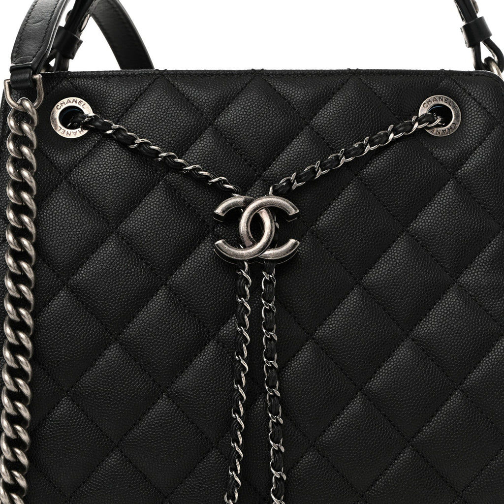 Chanel Caviar Quilted Medium CC Bucket Bag Black