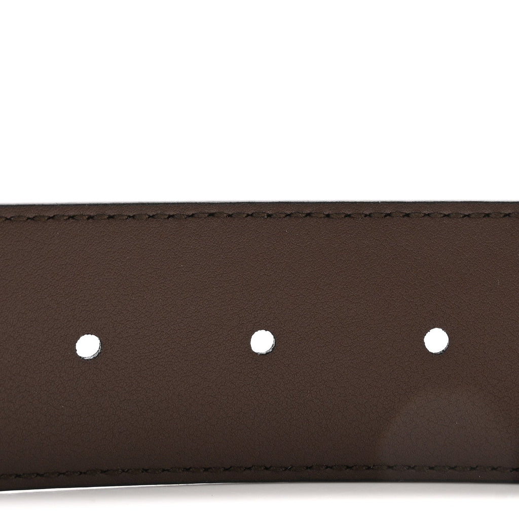 Gucci GG Supreme Monogram Matte Plutone Calfskin Double G 40mm Belt 75 30 Beige Ebony New Acero