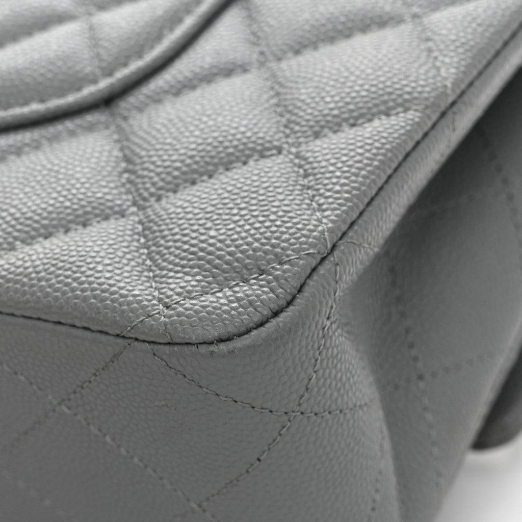 Chanel Caviar Quilted Medium Double Flap Grey