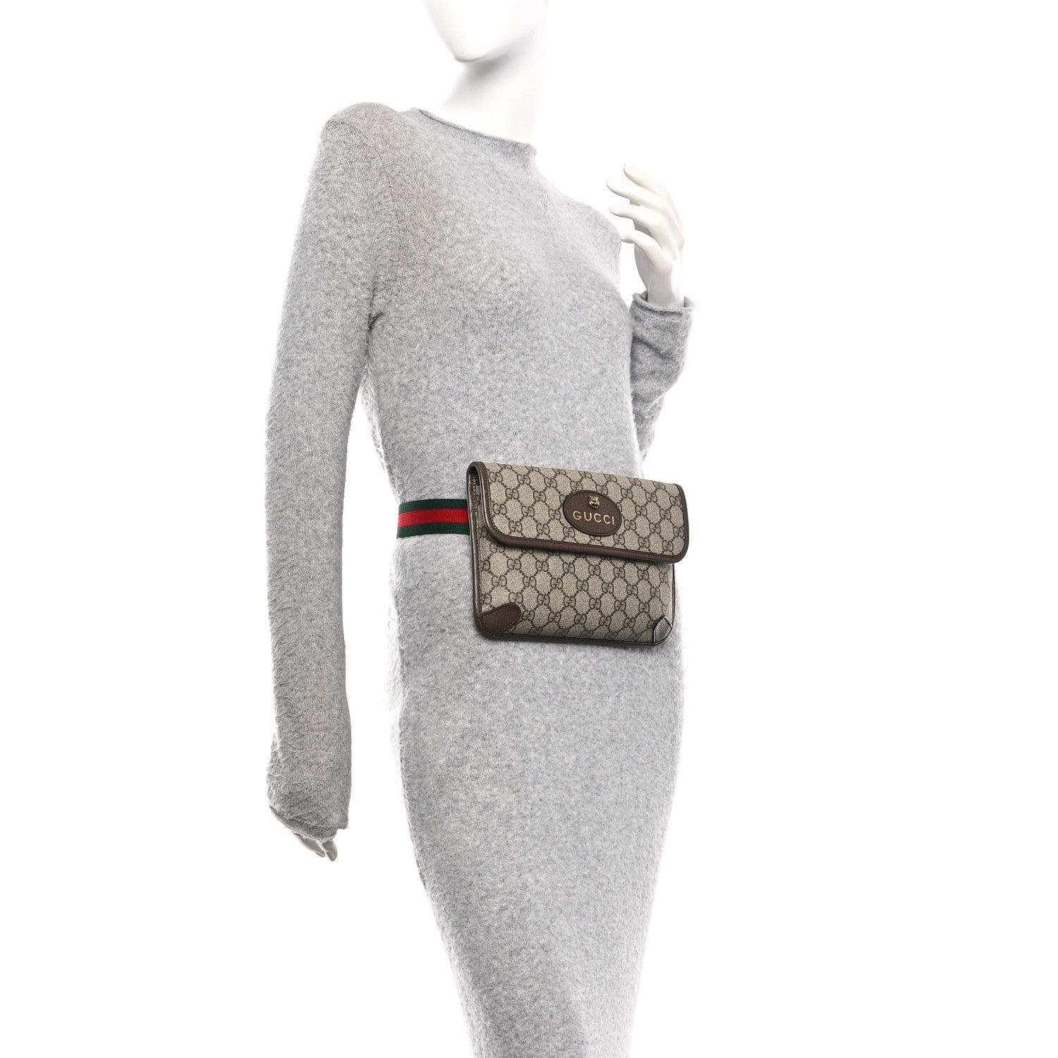 Gucci GG Supreme Monogram Neo Vintage Web Belt Bag Brown