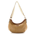 Gucci Nylon Monogram Web Medium Half Moon Hobo  Beige