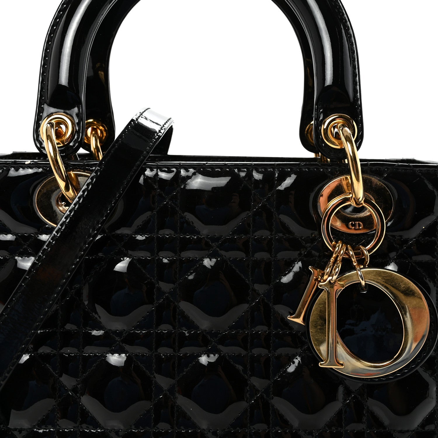 Christian Dior Patent Cannage Medium Lady Dior Black
