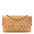 Chanel Metallic Lambskin Quilted Medium Double Flap Golden