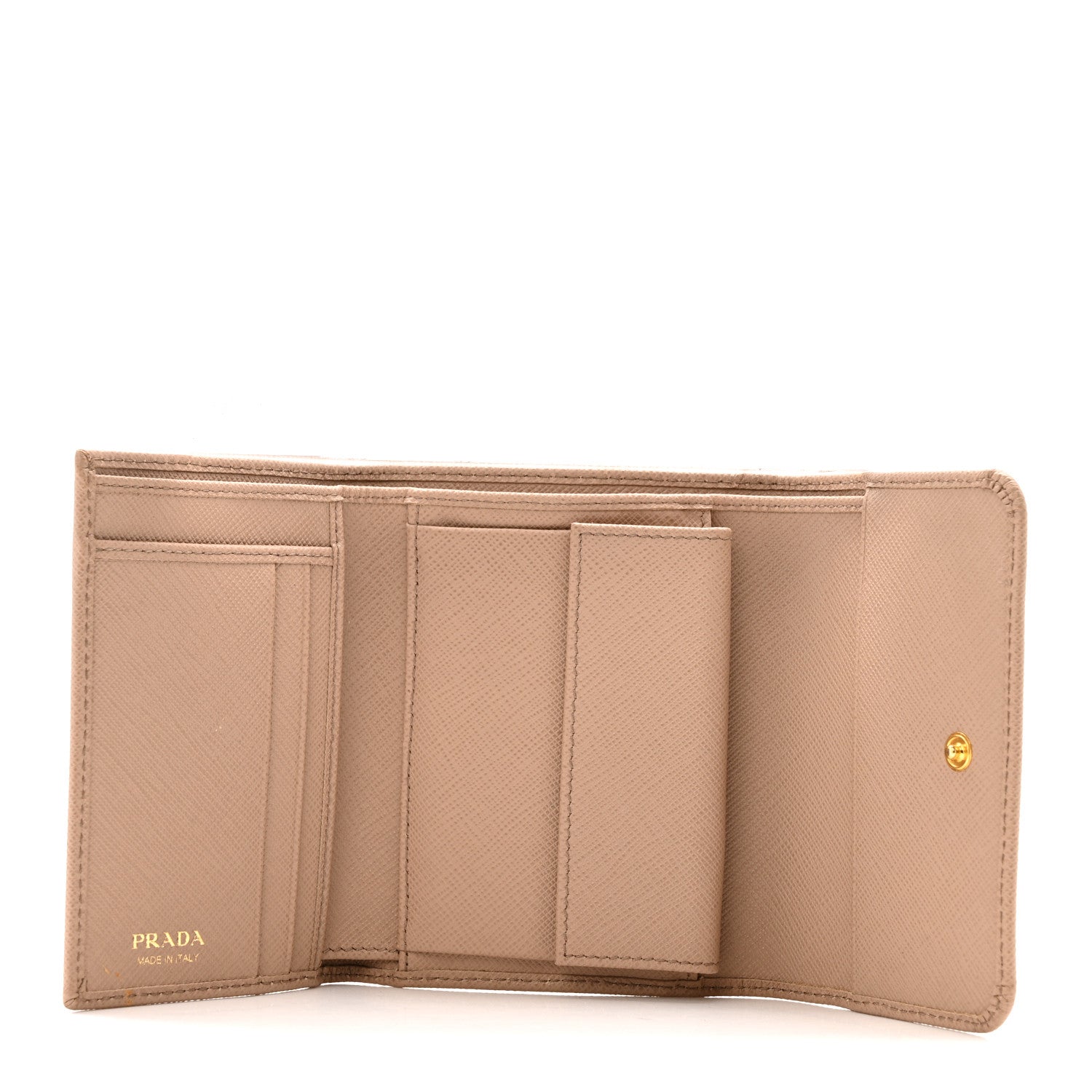 Prada Saffiano Tri-Fold Bow Wallet Cammeo