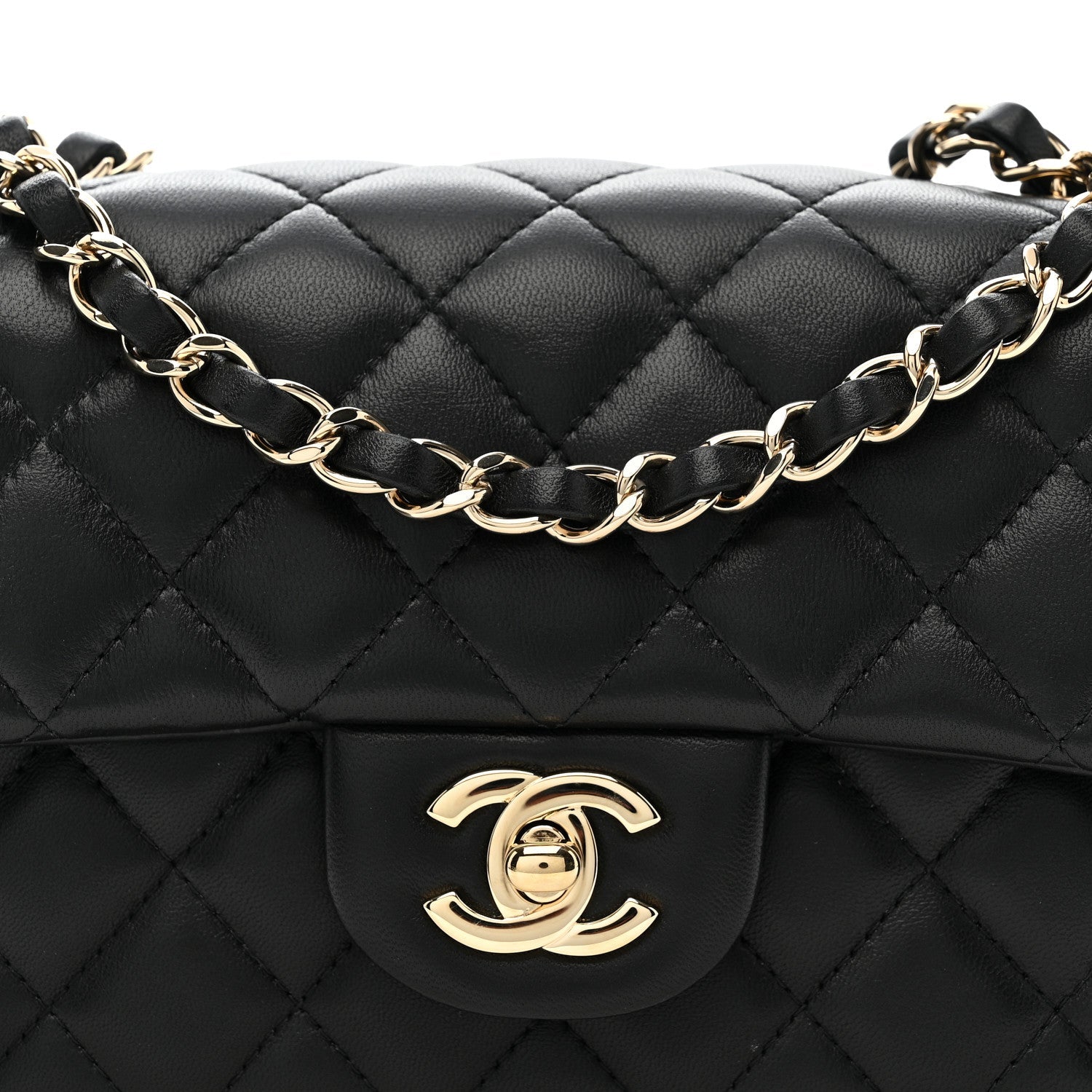 Chanel Lambskin Quilted Mini Rectangular Flap Black