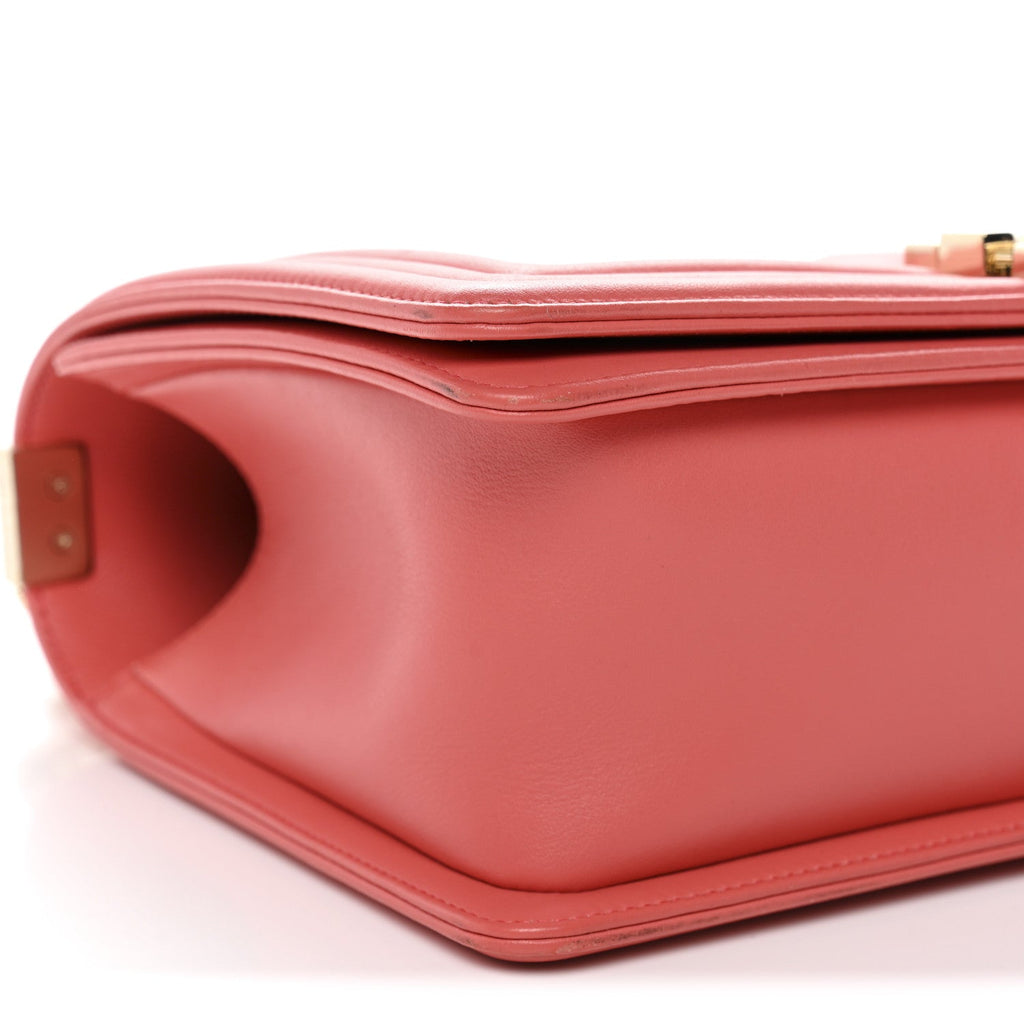 Chanel Calfskin Quilted Medium Boy Flap Coral