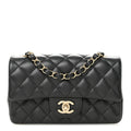 Chanel Lambskin Quilted Mini Rectangular Flap Black