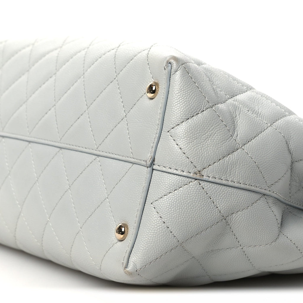 Chanel Caviar Quilted Shopping Tote Light Green