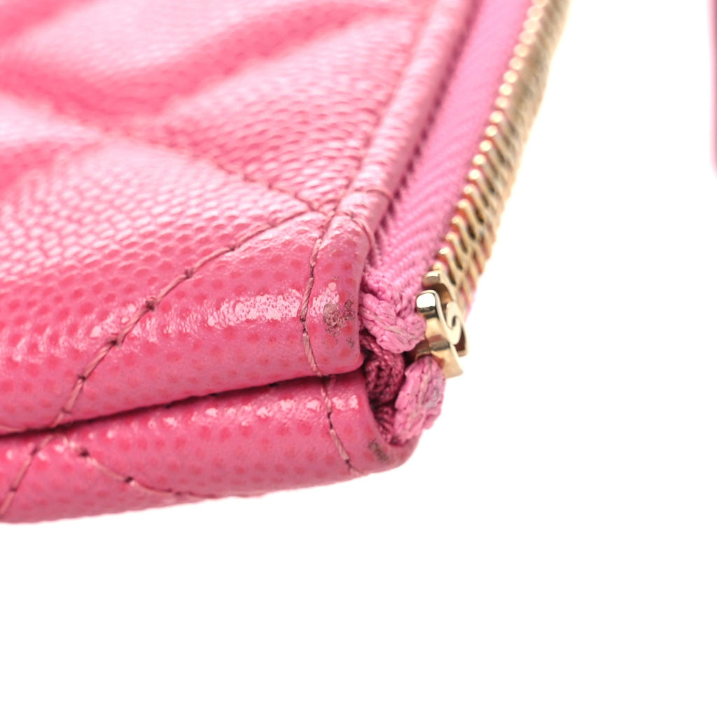 Caviar Quilted Small Cosmetic Case Pink