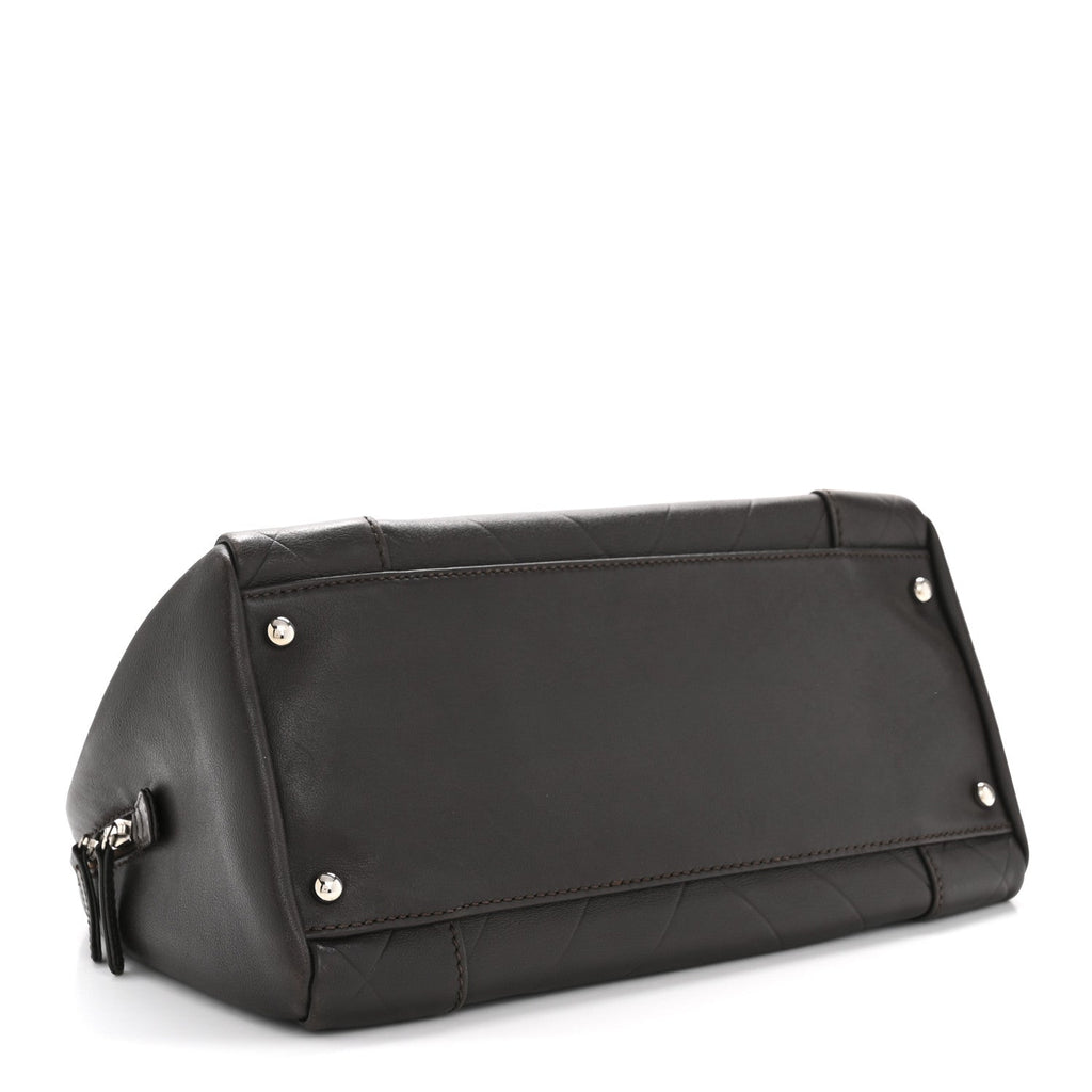 Chanel Calfskin Chevron CC All Day Long Boston Brown