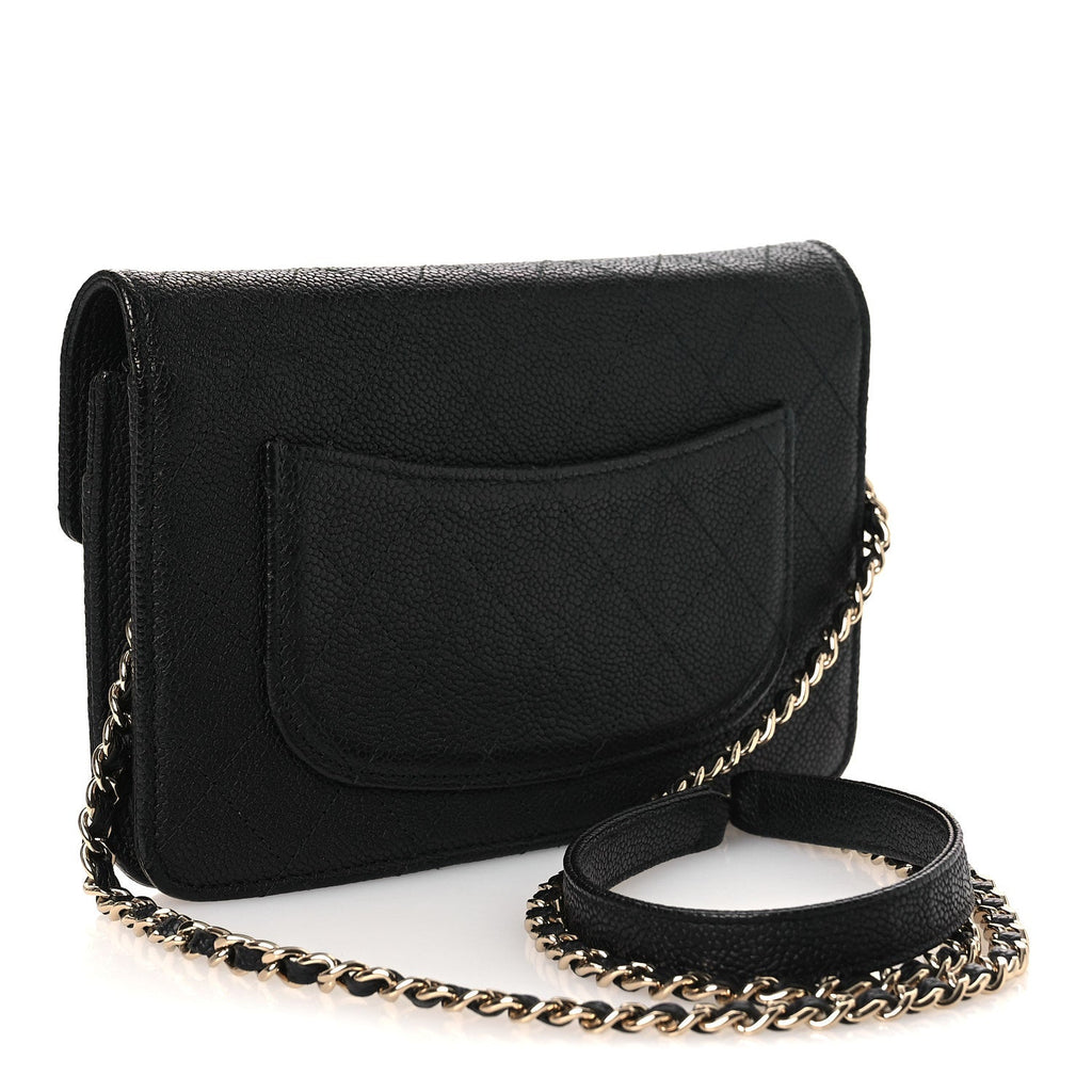 Chanel Grained Calfskin Quilted Cuba Wallet On Chain WOC Black
