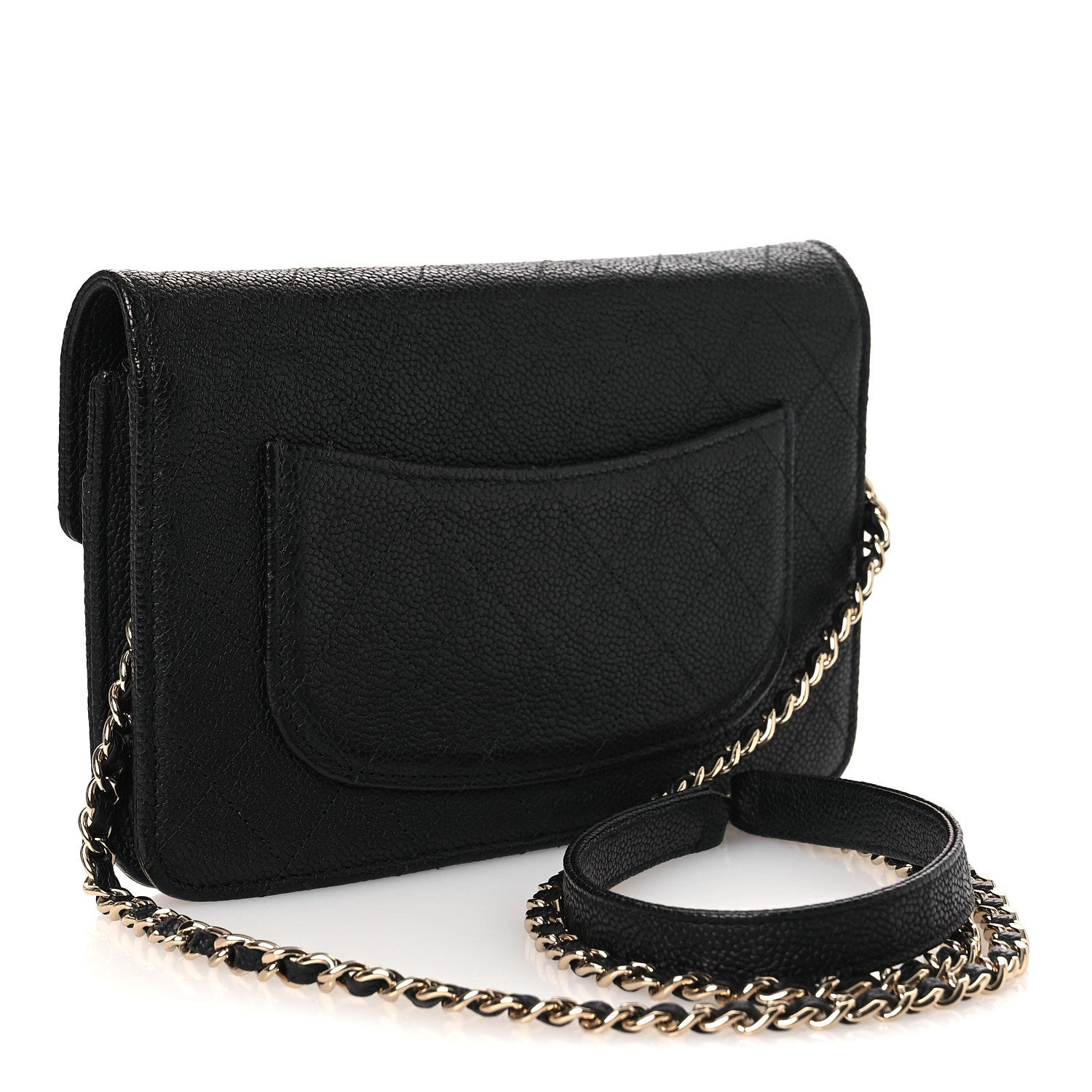 Chanel Grained Calfskin Quilted Cuba Wallet On Chain WOC Black