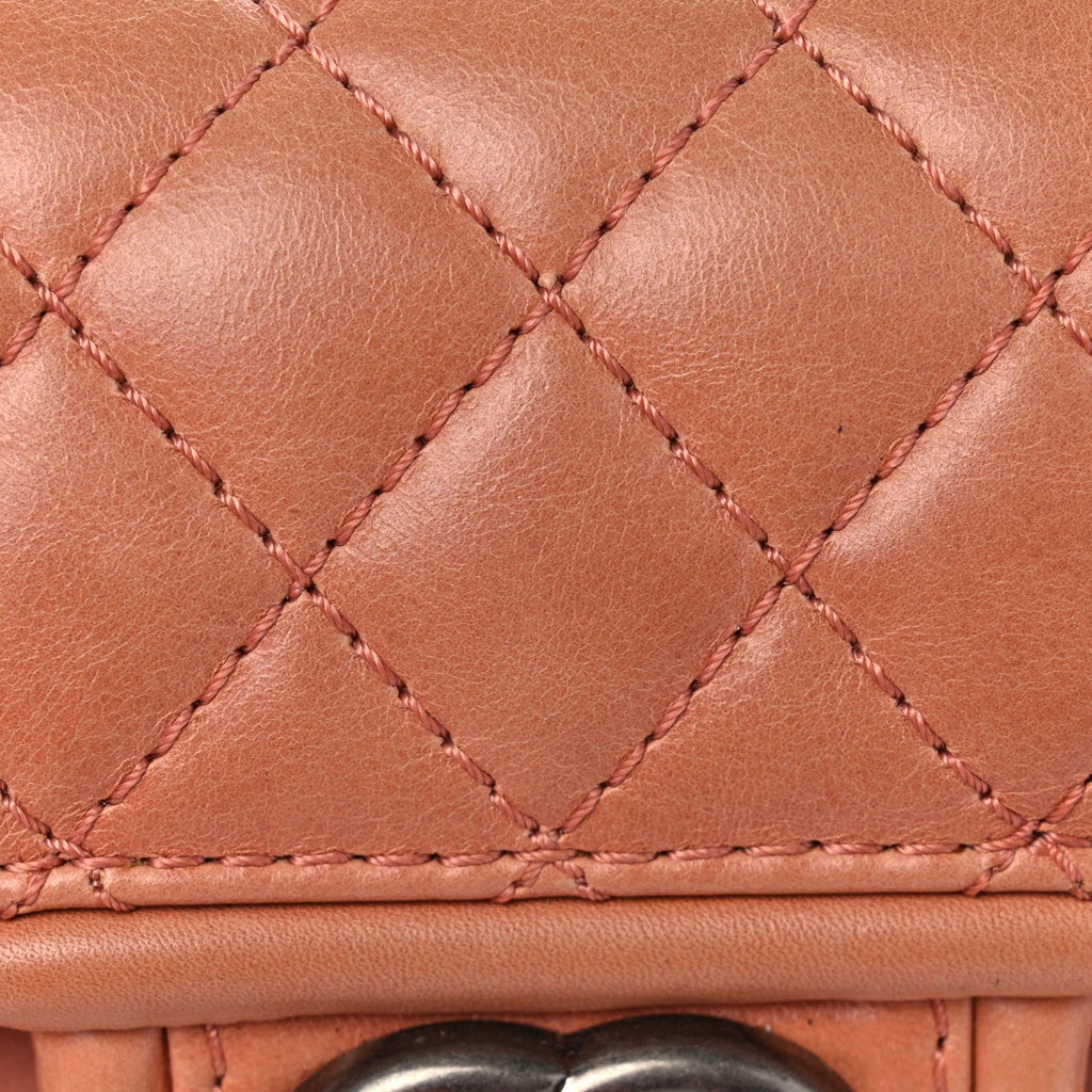 Chanel Calfskin Quilted Small Prestige Top Handle Flap Pink