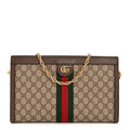 Gucci GG Supreme Monogram Web Medium Ophidia Chain Shoulder Bag Brown