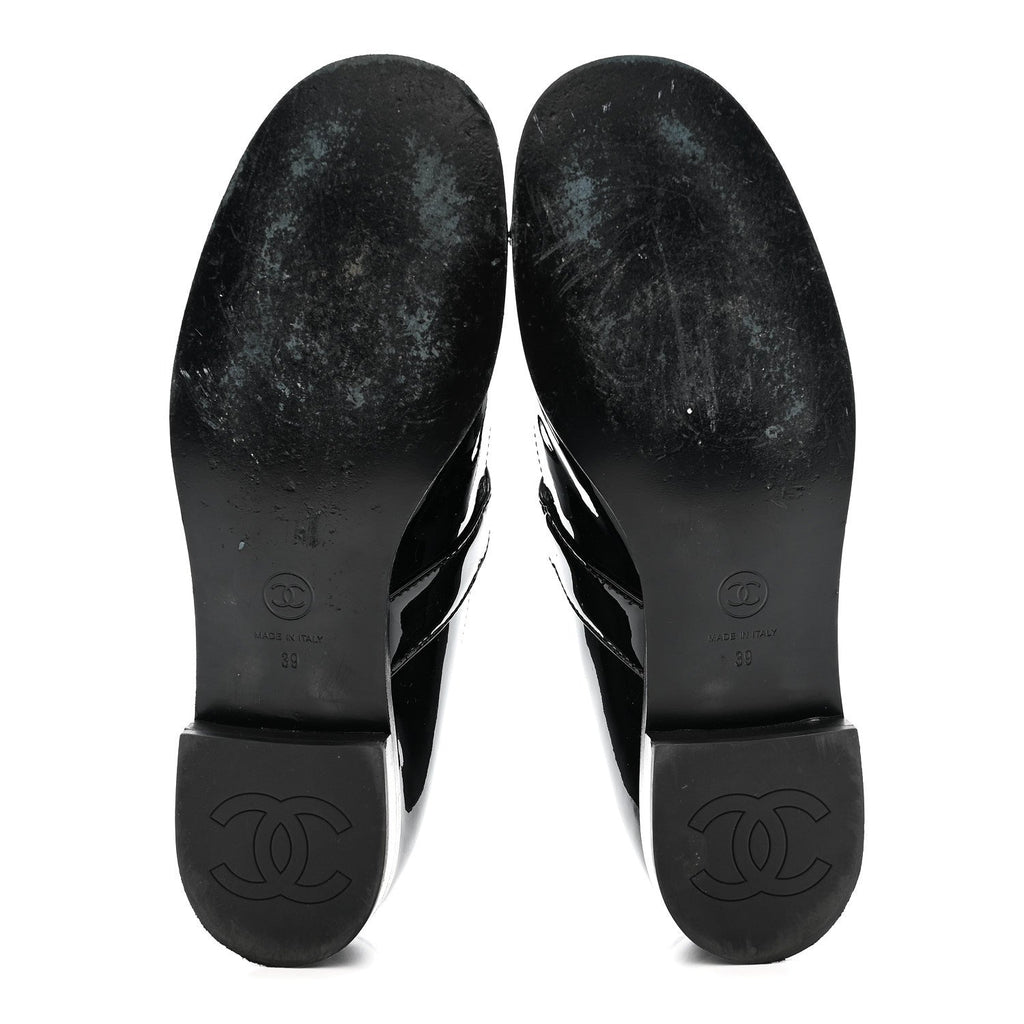 Patent Calfskin Mary Janes Flats 39 Black