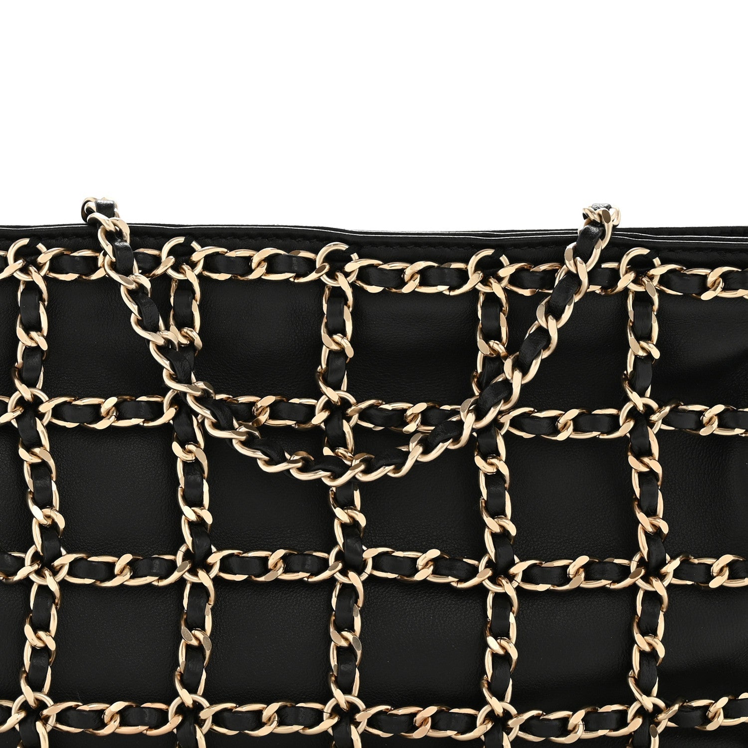 Chanel Lambskin Chain Frame Shoulder Bag Black