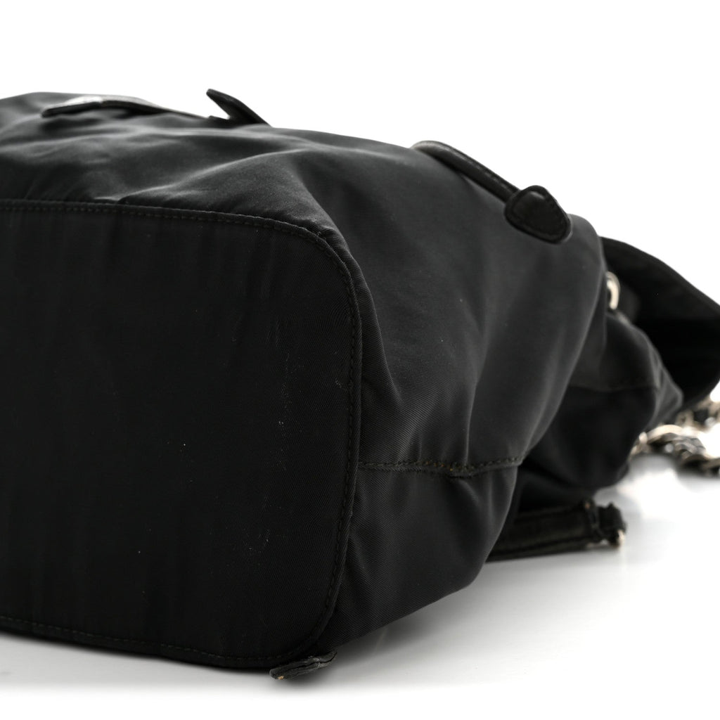 Prada Tessuto Nylon Vela Chain Backpack Black