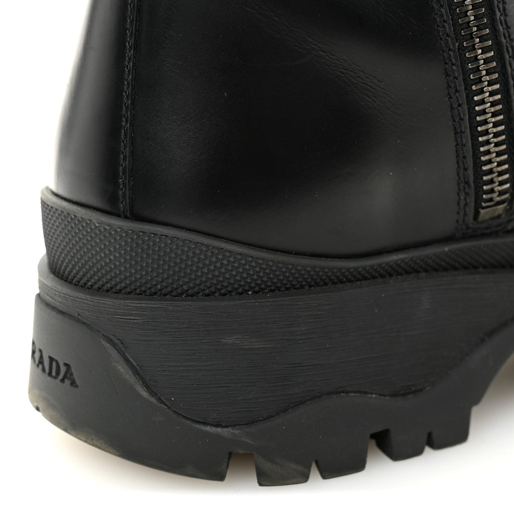 Prada Spazzolato Chocolate 50mm Combat Boots 36.5 Black