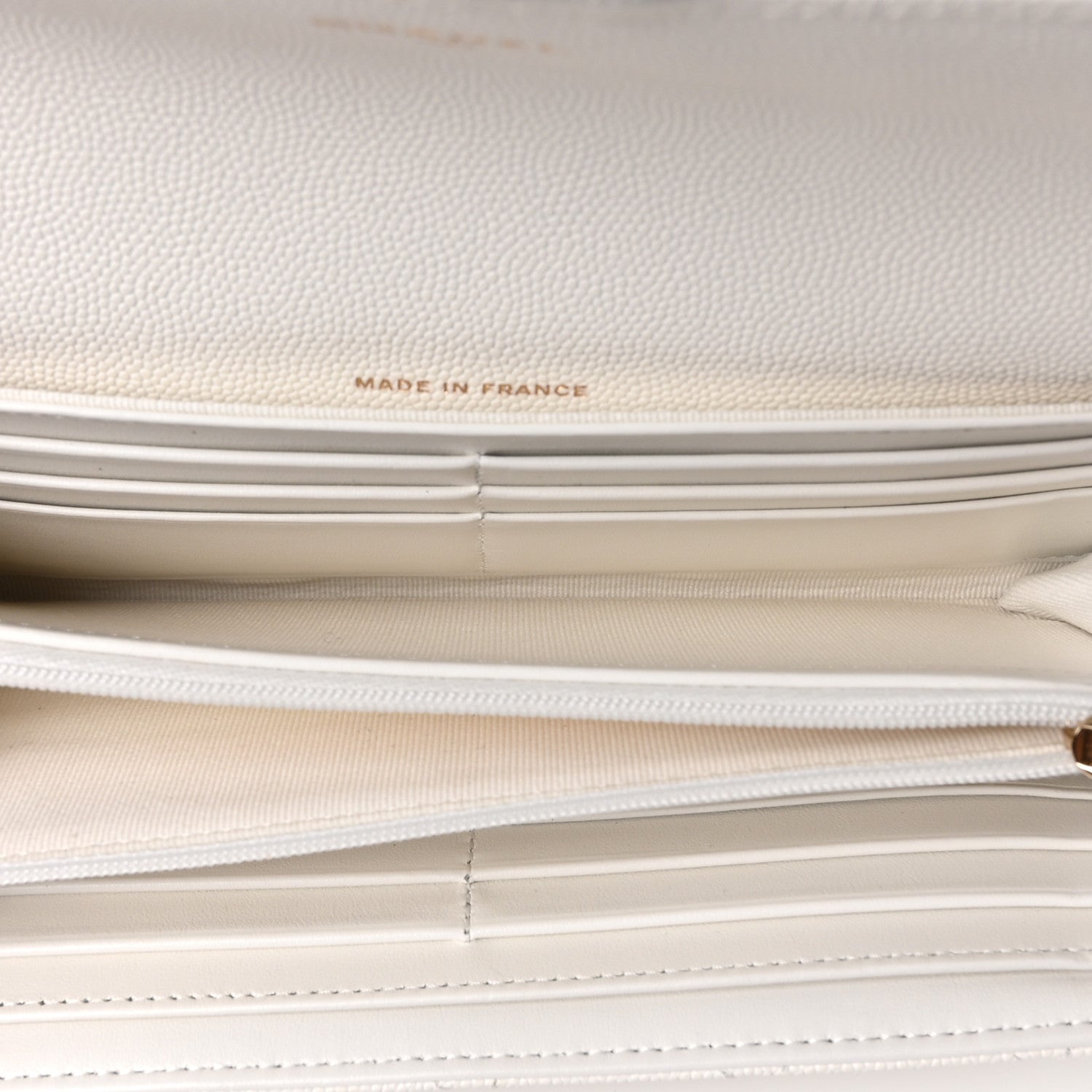 Caviar Quilted Large Gusset Flap Wallet White