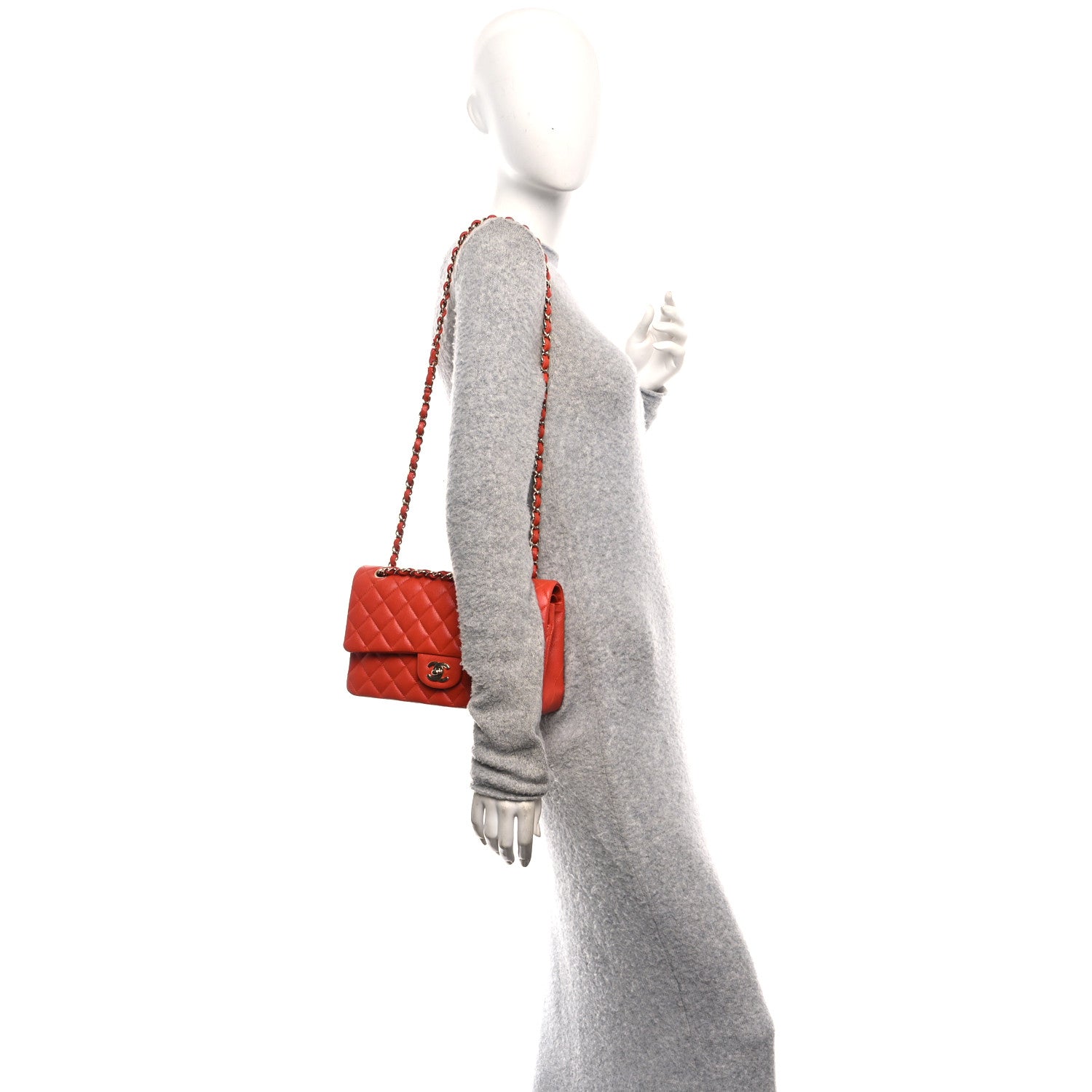 Chanel Caviar Quilted Medium Double Flap Light Red
