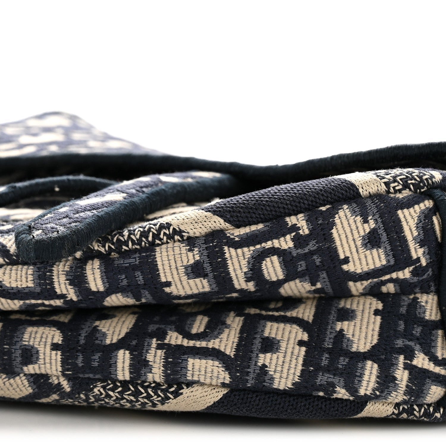 Christian Dior Oblique Embroidered Saddle Bag Blue